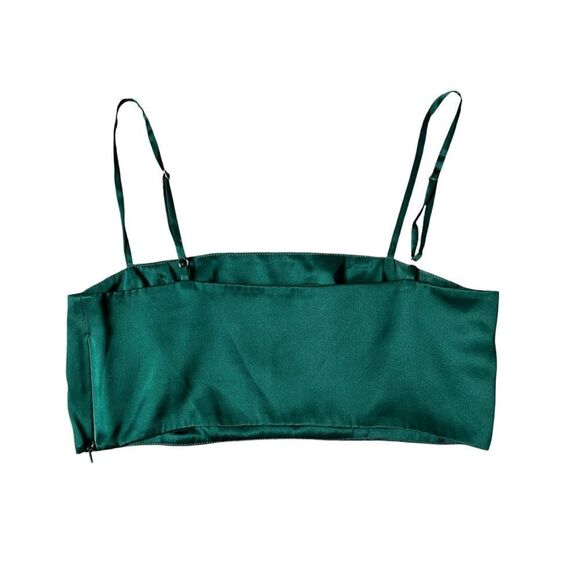 Reformation Green Satin Crop Top - Picture 6 of 8